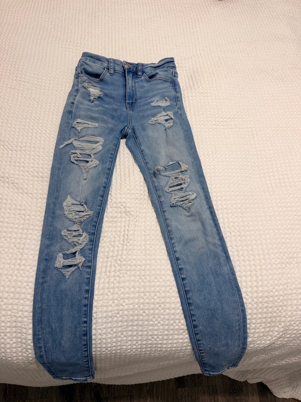 American Eagle Outfitters AE Super Hi-Rise Light Wash Jegging Size 00
